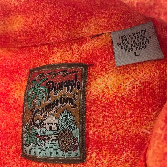 Pineapple Connection Sz L Hawaiian Shirt Palm Trees Sunset Camp Short Sleeve Mul - Picture 8 of 10